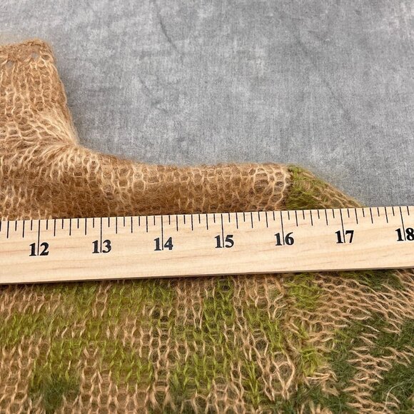 Talbots Sweater Women Medium Brown Coral‎ Stripe Mohair Crochet Cami VTG Fuzzy - Picture 10 of 13